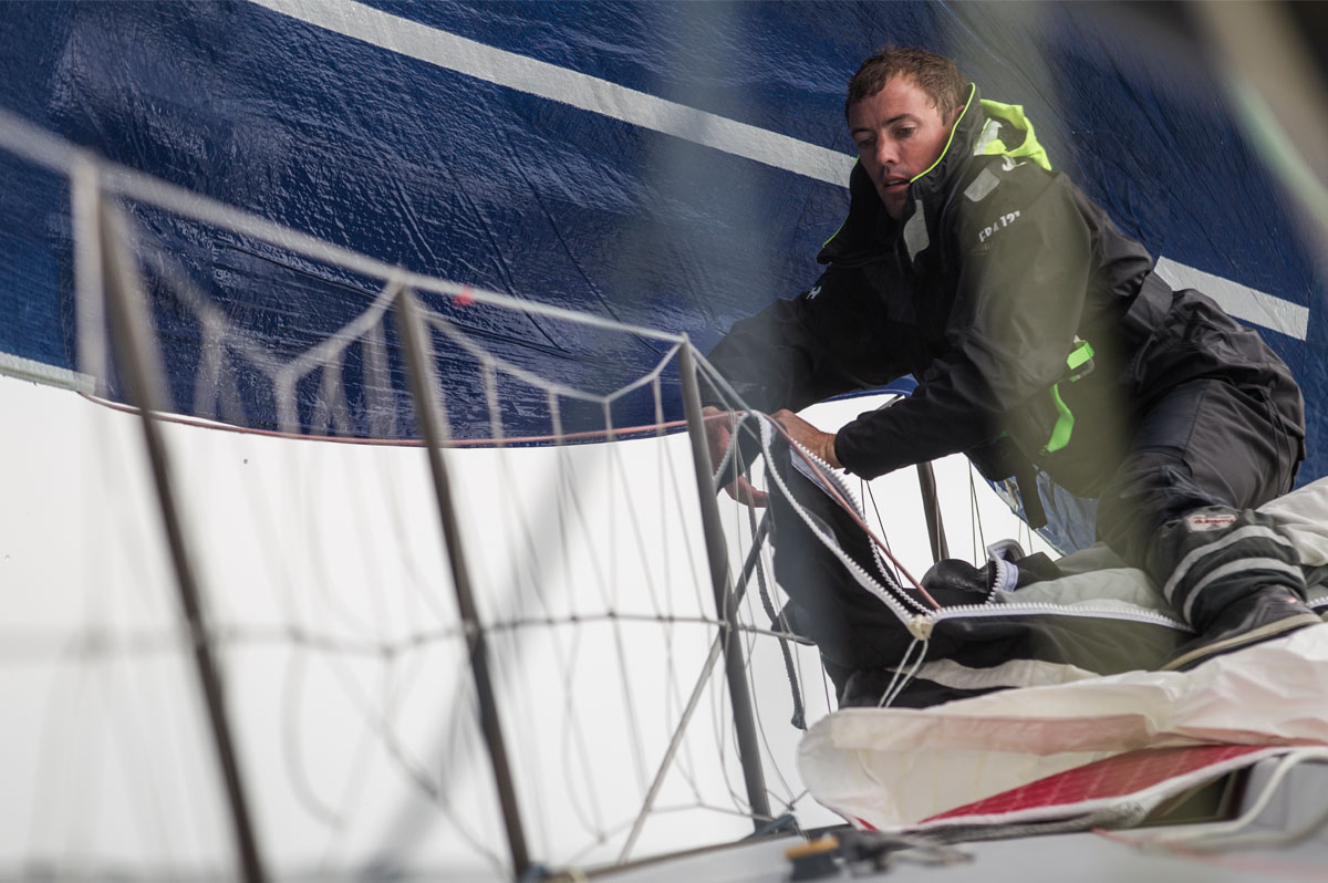 Thomas Ruyant en action sur son voilier Le Souffle du Nord pour le Projet Imagine - Pierre Bouras